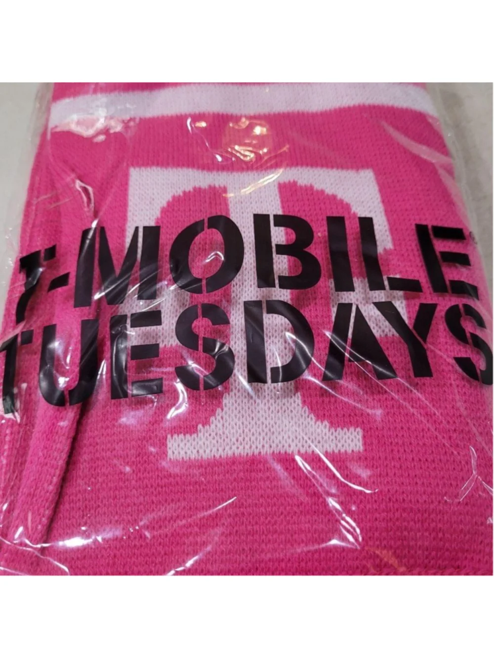 Brand New T-Mobile Tuesday Woven Scarf Pink & White Lettering